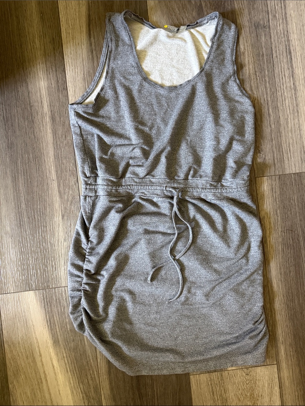 Zella Sleeveless Midi Drawstring Dress in Heather Gray